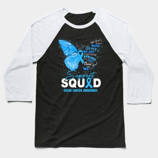 Colon Cancer Awareness Support Aquad Butterfly Baseball T-Shirt